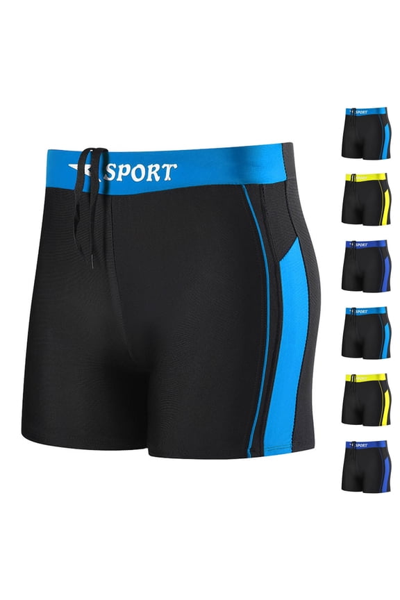 Men's Square Leg Swim Jammers Quick Dry Athletic Brief Swimsuit Fashion Color Block Swimming Shorts Sky Blue Free Size