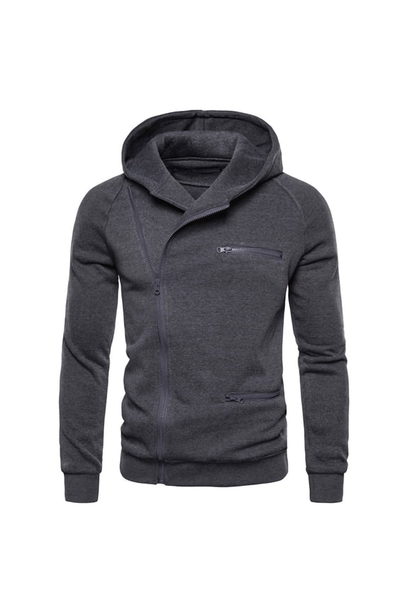 Men's Sweatshirt Fashion Side Zip Hoodie Casual Long Sleeve Hooded Sweatshirt Soild Color Hoodies with Zip Pocket