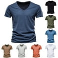 thumbnail image 1 of RongHuan Men's T-Shirts Casual V Neck Short Sleeve Tshirt Top Muscle Shirts Summer Solid Color Tee Undershirt, 1 of 6