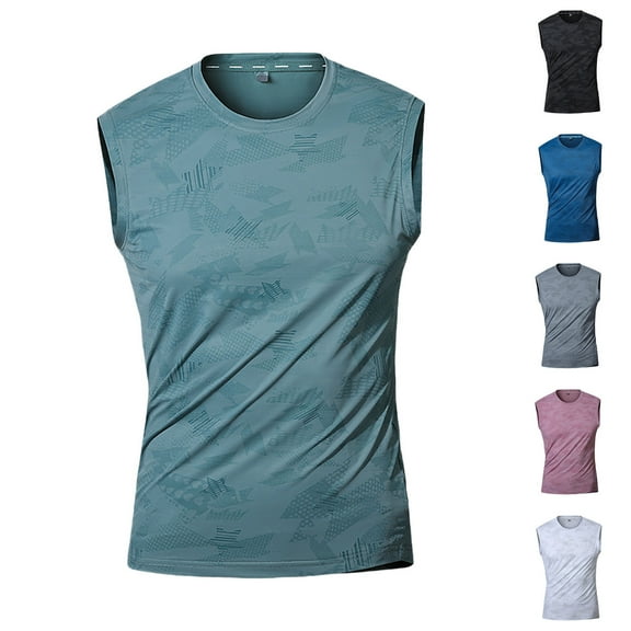 RongHuan Men's UPF 50  Tank Top Big and Tall Summer Workout Tops Muscle Sleeveless T Shirt Cool Swim Beach Ice Silk Shirts