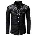 thumbnail image 1 of RongHuan Men's Western Cowboy Shirts Long Sleeve Embroidered Shirt Casual Button Down Shirts Trendy Part Weeding Tshirts, 1 of 3