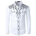 thumbnail image 1 of RongHuan Men's Western Cowboy Shirts Long Sleeve Embroidered Shirt Casual Button Down Shirts Trendy Part Weeding Tshirts, 1 of 3