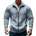thumbnail image 1 of RongHuan Men's Zip Up Pullover Fleece Long Sleeve Sweatshirt Casual Mock Neck Jacket Soild Color Fall Winter Coat, 1 of 4