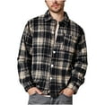 thumbnail image 1 of RongHuan Mens Big and Tall Flannel Plaid Shirts Vintage Button Down Lapel Jacket Regular Fit Thick Shirt Long Sleeve Tops with Pocket, 1 of 7