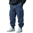 thumbnail image 1 of RongHuan Mens Cargo Pants Classic Fit Drawstring Workout Pants Casual Elastic Wiasted Athletic Pants With Pockets Stretch Baggy Joggers Pants, 1 of 6