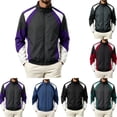 thumbnail image 1 of RongHuan Mens Color Block Track Jacket Zip Up Windbreaker Casual Stand Collar Coat Elastic Cuffs Outerwear Streetwear, 1 of 4