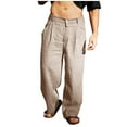 thumbnail image 1 of RongHuan Mens Cotton Linen Pants Lightweight Sweatpants with Pockets Loose Fit Jogger Pants Soild Color Yoga Beach Pants, 1 of 6