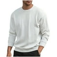thumbnail image 1 of RongHuan Mens Crewneck Knit Sweater Big and Tall Jacquard Sweatshirt Lightweight Casual Long Sleeve Pullover Loose Fit Outdoor Workout Tshirt, 1 of 5