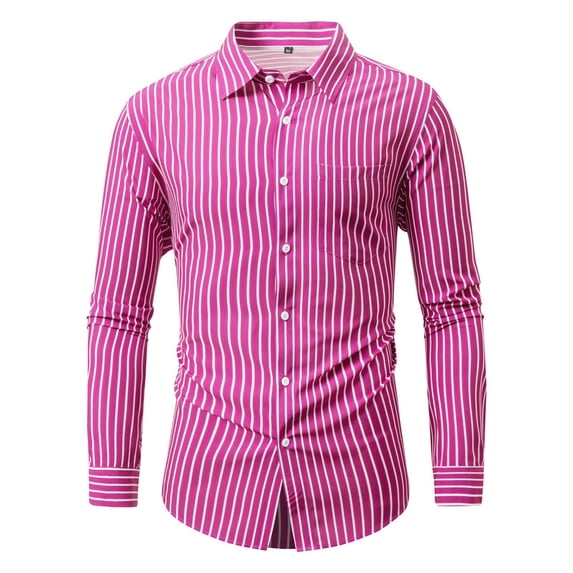 RongHuan Mens Dress Shirts Long Sleeve Plaid Tshirt Cotton Button Down Shirts Wrinkle Free Business Casual Shirt