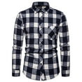 thumbnail image 1 of RongHuan Mens Flannel Shirts Casual Button Down T-Shirt Long Sleeve Vintage Plaid Work Shirt Slim Fit Work Tee Shirts with Pockets, 1 of 3