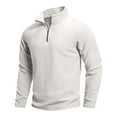 thumbnail image 1 of RongHuan Mens Fuzzy Fleece Sweatshirt Fall Winter Quarter Zip Pullover Casual Outdoor Athletic Sweatshirts Long Sleeve Stand Collar T-Shirt, 1 of 6