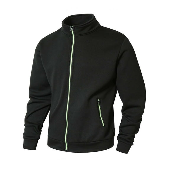 RongHuan Mens Mock Neck Jacket Winter Fleece Stand Collar Hoodie Full Zip Warm Sweatshirt with Zip Pocket Classic Fit Soild Color Pullover