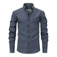 thumbnail image 1 of RongHuan Mens Plaid Dress Shirts Casual Slim Fit Long Sleeve Button Down Shirt Regular Fit Lapel Daily Work Tshirt, 1 of 3