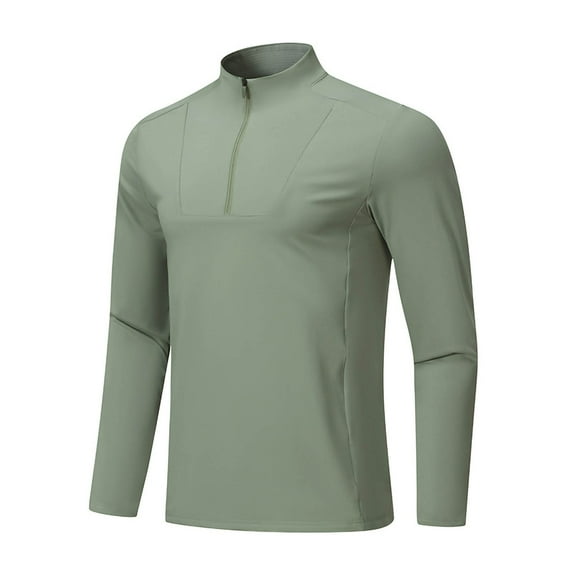 RongHuan Mens Running Shirt Lightweight Quarter-Zip Stand Collar Sweatshirt Outdoor Casual Workout Long Sleeve Pullovers
