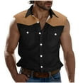 thumbnail image 1 of RongHuan Mens Sleeveless Color Block Shirts Lightweight Button Down Beach Tank Casual Lapel Top Basic Vest with Pockets, 1 of 5