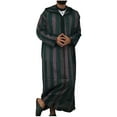 thumbnail image 1 of RongHuan Mens Striped Robe Color Block Muslim Clothes with Hood Lightweight Long Sleeve Pajama Shirt Casual Sleep Gowns, 1 of 8