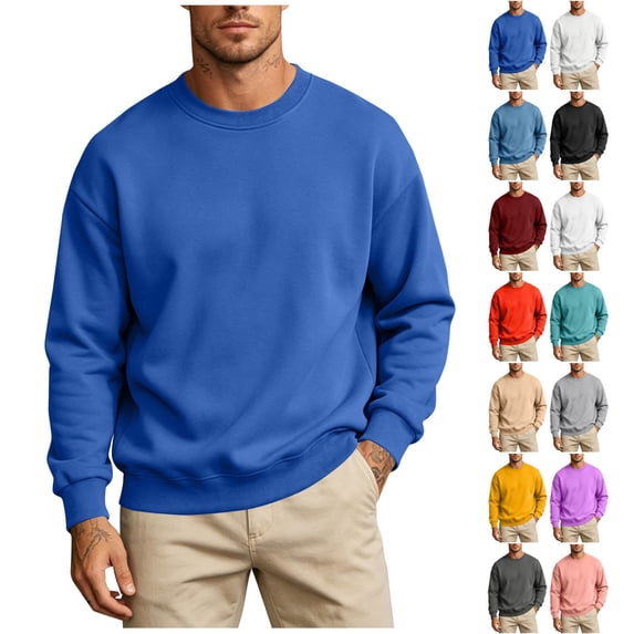 RongHuan Mens Sweatshirt Crewneck Long Sleeve Sweatshirts Soft Fall Winter Pullover Tops