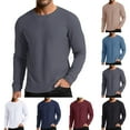 thumbnail image 1 of RongHuan Mens Waffle Shirts Causal Crewneck Long Sleeve T-Shirt Lightweight Workout Pullover Comfy Daily Tops, 1 of 9