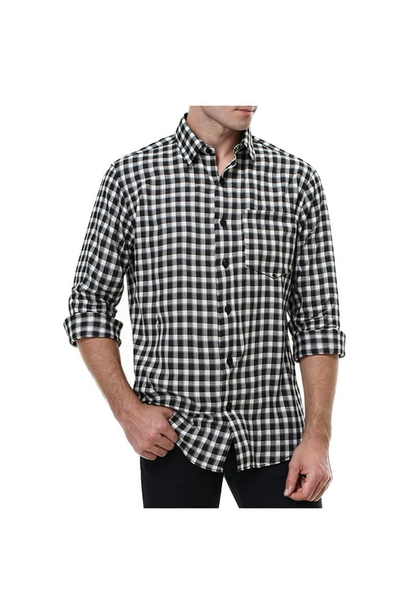 Plaid Shirts Mens Long Sleeve Button Down Shirt Casual Lapel Buffalo Plaid Tshirt Classic Fit Versatile Work Shirt