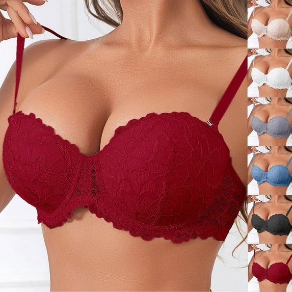 RongHuan Push Up Bras for Women Lace No Underwire Bralette Breathable Underwear Unlined Everyday Bras Lingerie