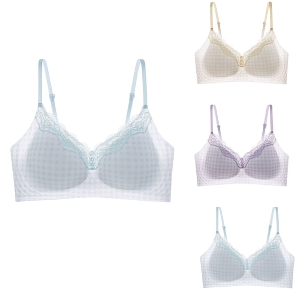 RongHuan Seamless Bra for Womens Adjustable Thin Straps Bralette Lifting Gathering Bras Push Up Lingerie
