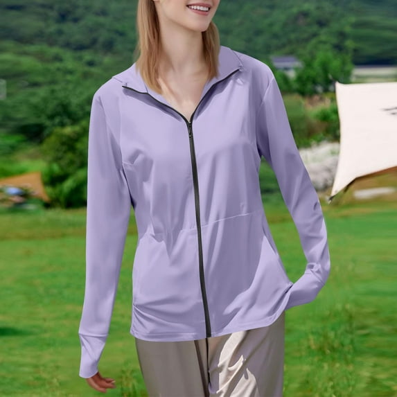 RongHuan Sun Protection Jacket for Women Lightweight Zip Up Hoodie Long Sleeve Jackets with Pockets