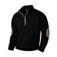 thumbnail image 1 of RongHuan Sweatshirts for Men Casual Quarter Zip Stand Collar Pullover Color Block Long Sleeve Sweatshirt with Elbow Patches, 1 of 4
