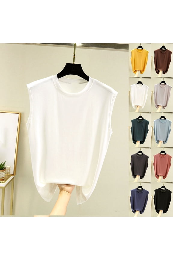 Tank Top for Women Workout Sleeveless Shirt Running Beach Loose Undershirt Solid Color T-Shirt