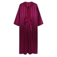 thumbnail image 1 of RongHuan Thobe for Men Casual Short Sleeve Robe Lightweight Striped Embroidered Clothing Round Neck Muslim Robes, 1 of 5