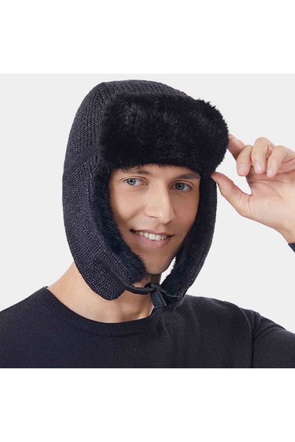 Trapper Hat for Men Women Outdoor Ski Cap with Ear Flaps Solid Color Warm Windproof Hats