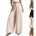 thumbnail image 1 of RongHuan Wide Leg Pants for Womens 2026 High Waisted Dress Pant Flowy Work Business Palazzo Pants with Pockets, 1 of 9