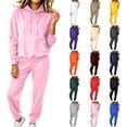 thumbnail image 1 of RongHuan Women Sweatsuits Sets 2 Piece Drawstring Oversized Hoodies Jogger Sweatpants Ouftit Fall Winter Tracksuits, 1 of 8