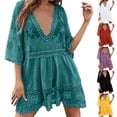 thumbnail image 1 of RongHuan Women's Contrast Lace Bathing Suit Cover Up V-Neck Swimsuit Coverups Loose Swimwear Beach Dress Beachwear, 1 of 9
