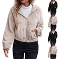 thumbnail image 1 of RongHuan Women's Cropped Sherpa Jackets Zip Up Fleece Fuzzy Coat Warm Winter Coats Casual Long Sleeve Outwear with Pockets, 1 of 5