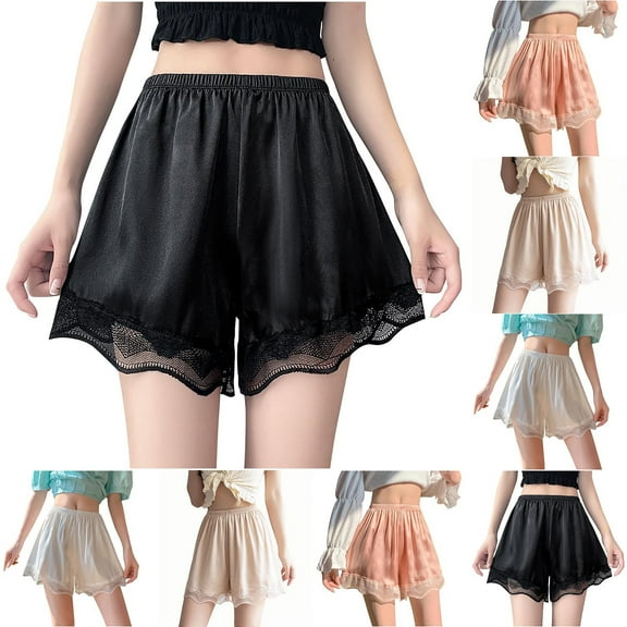 RongHuan Women's Lace Shorts Elastic Waist Underwear for Under Dresses Comfy Patchwork Leggings Shorts