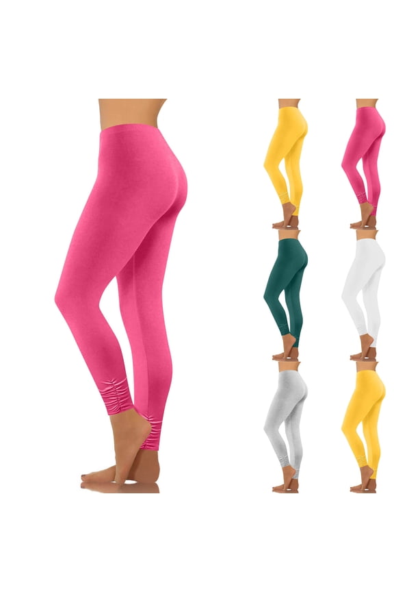 Women's Plus Size Yoga Pants Tummy Control Athletic Leggings Stretchy Gym Fitness Long Pants Solid Color Workout Pants