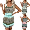 thumbnail image 1 of RongHuan Women's Striped Dress Short Sleeve Mini Dresses Comfy Tiered Dress Fashion Color Block Tank Sundress, 1 of 7