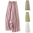 thumbnail image 1 of RongHuan Womens Cotton Linen Palazzo Pants Lightweight Drawstring Wide Leg Pants Soild Color Elastic Waist Jogger Sweatpants, 1 of 8