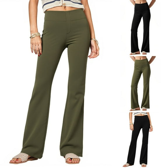 RongHuan Womens Leggings Lightweight High Waist Yoga Pants Gym Workout Pants Casual Wide Leg Pants