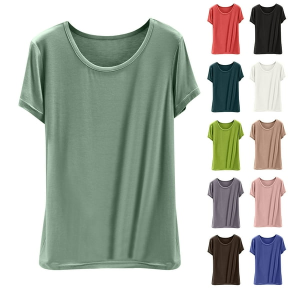 RongHuan Womens Tops Lightweight Short Sleeve T Shirts Casual Loose Fit Tshirt Crewneck Basic Tee Shirt