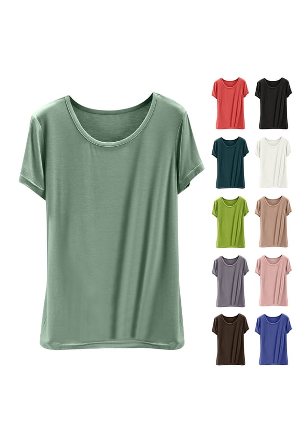 Womens Tops Lightweight Short Sleeve T Shirts Casual Loose Fit Tshirt Crewneck Basic Tee Shirt
