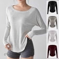 thumbnail image 1 of RongHuan Womens Workout Shirts Long Sleeve Sports Tee Shirt Yoga Running T-Shirt Crew Neck Solid Color Tops, 1 of 5