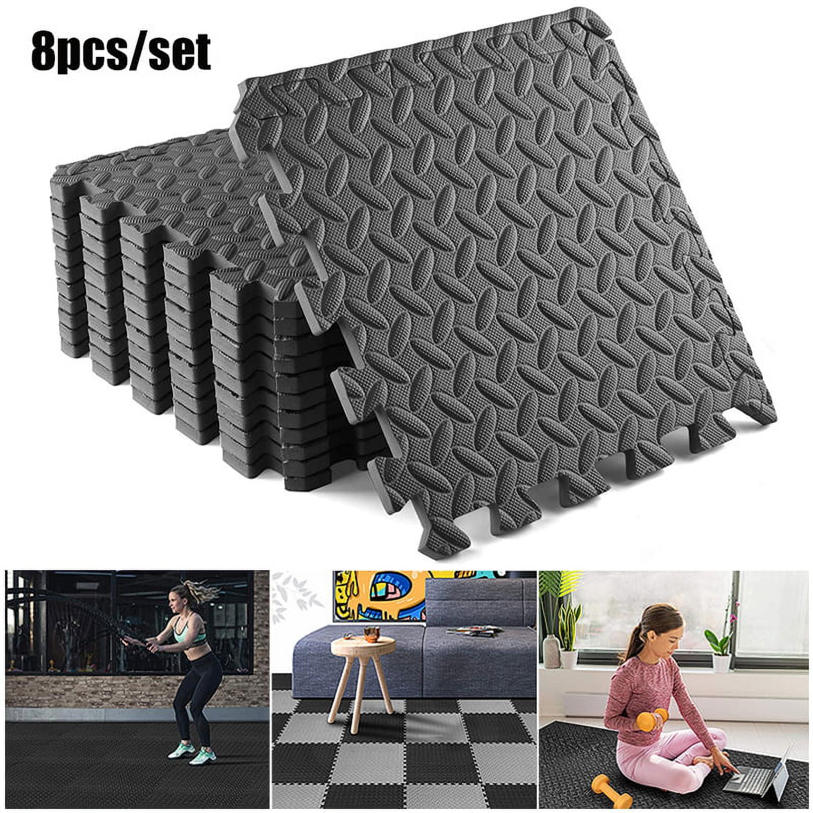 Foam Floor Mats - Interlocking EVA Foam Padding for Home Gym - Non-Toxic  8-Piece Play Mat Set for Toddlers, Babies, and Kids by Stalwart (Multicolor)