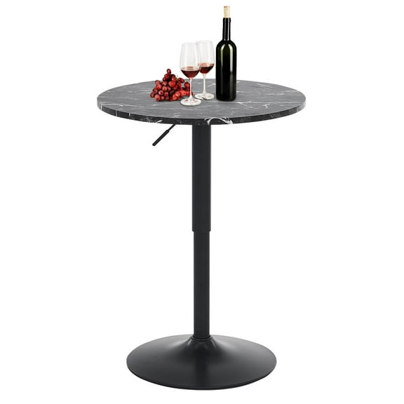 Rongbuk 23.6" Round Bar Table, Bistro Pub Table, Adjustable Height Pub Table, 360° Swivel Cocktail Bar Table with Metal Base and MDF Top, Suitable for Small Space, Bar, Bistro, Café