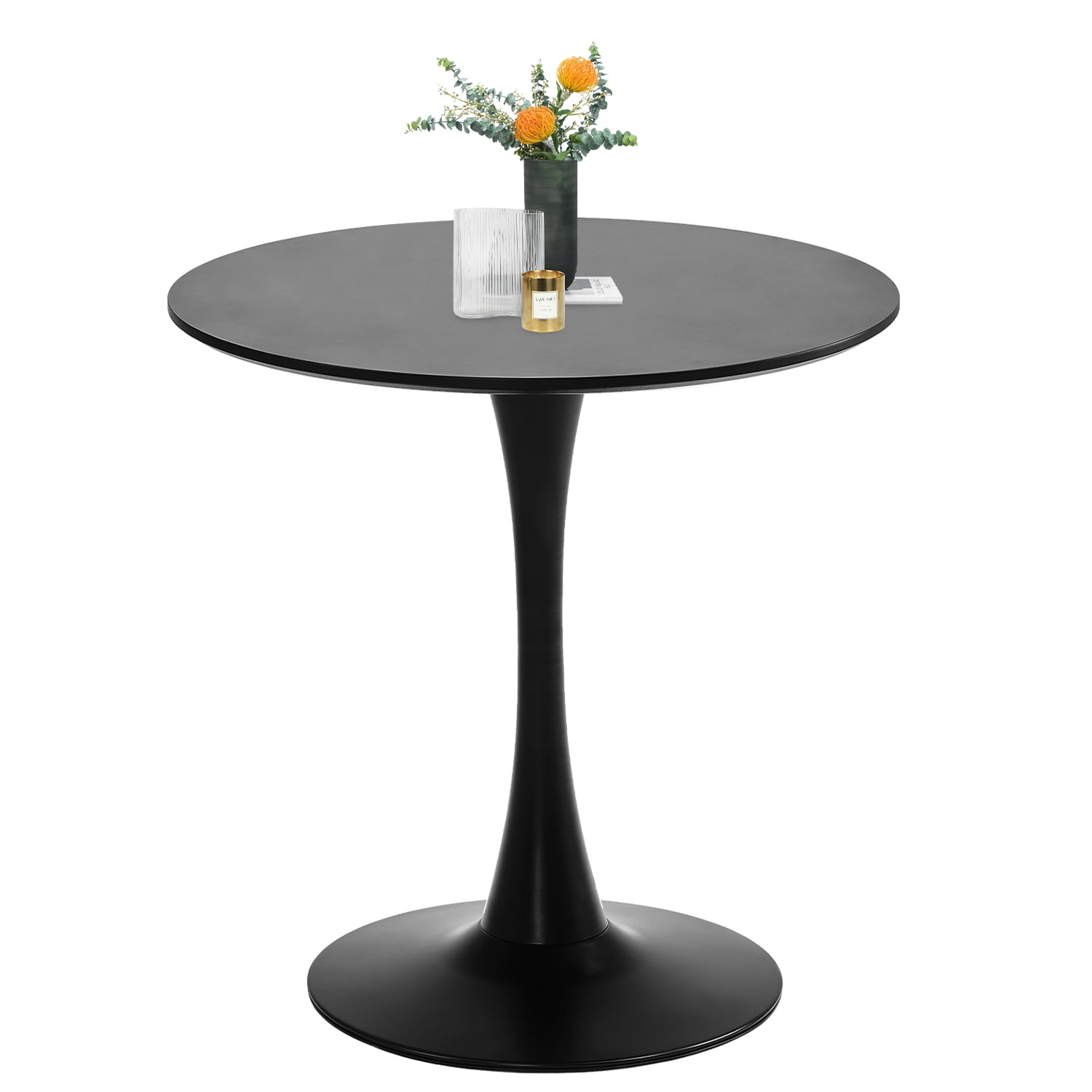 Rongbuk 27.6" Round Pedestal Dining Table, Black