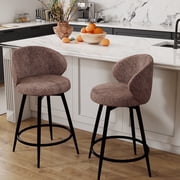 Rongbuk 360° Swivel Modern Bar Stool Set of 2, 26" Upholstered Counter Height Bar Stools with Wingback, Soft Linen Fabric, Counter Chairs with Arm for Kitchen I