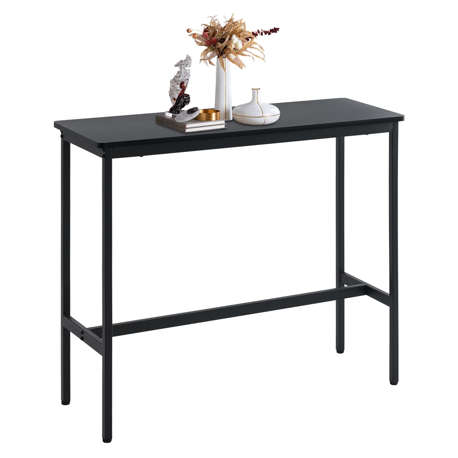 Rongbuk 44.5 in Rectangle Adjustable Feet Floor Dining Table, Black