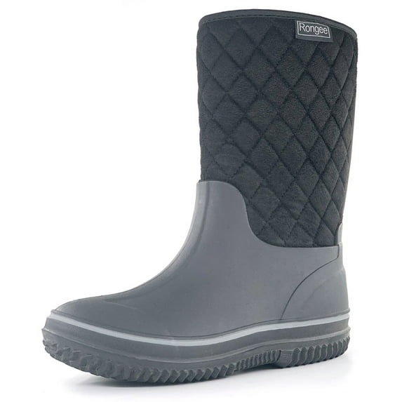 Rongee Rubber Rain Boots for Women Mid Calf Waterproof Garden Outdoor Shoes Neoprene Insulated (7 B(M) US)