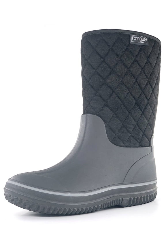 Rubber Rain Boots for Women Mid Calf Waterproof Garden Outdoor Shoes Neoprene Insulated (9 B(M) US)