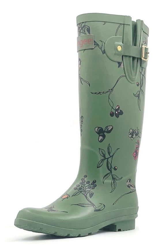 Rain Boots for Women Waterproof Outdoor Garden Shoes Bird Tree Printed 9 (B(M) US)